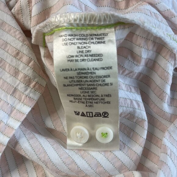 Anthropologie Women Striped Long Sleeve Button Down Shirt Tunic Pink/White SZ M - Picture 8 of 9